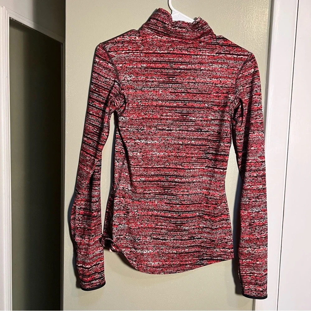 Nike Pro Women's Sz Small Half Zip Sweatshirt Red Black Pink Geometric Hyperwarm